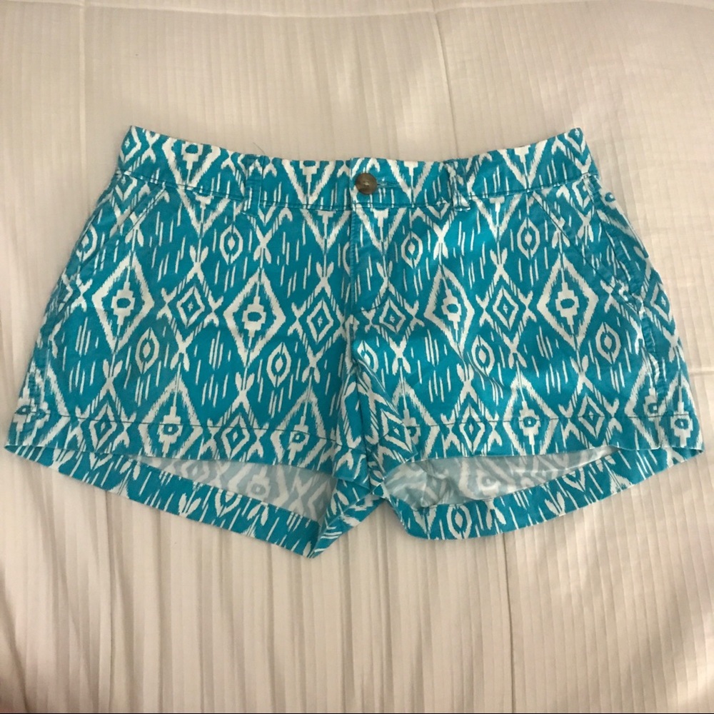 Teal Aztec Patterned Shorts